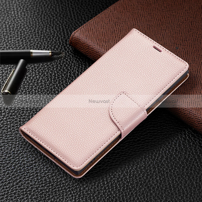 Leather Case Stands Flip Cover Holder B05F for Samsung Galaxy S24 Ultra 5G Pink