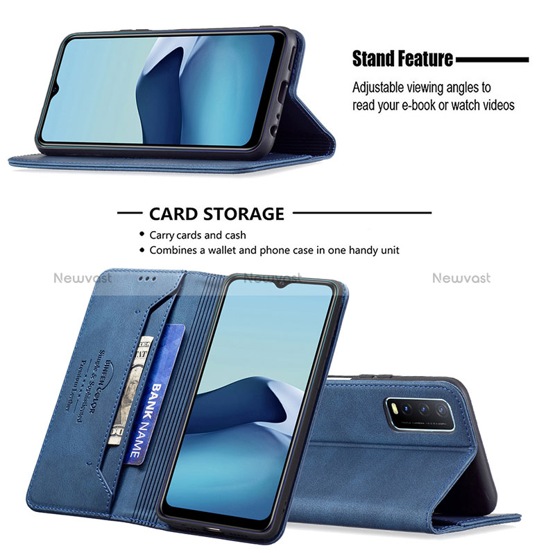 Leather Case Stands Flip Cover Holder B05F for Vivo Y12A