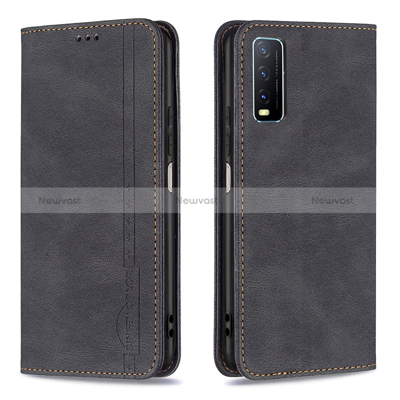 Leather Case Stands Flip Cover Holder B05F for Vivo Y12A Black