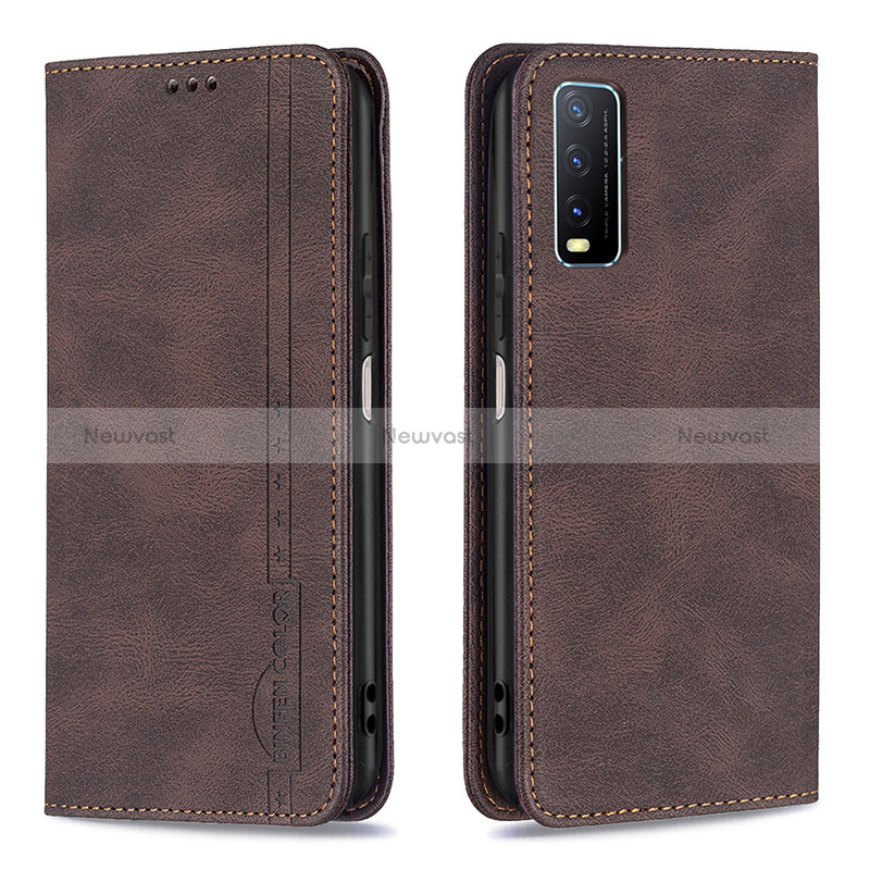 Leather Case Stands Flip Cover Holder B05F for Vivo Y30 (2021)