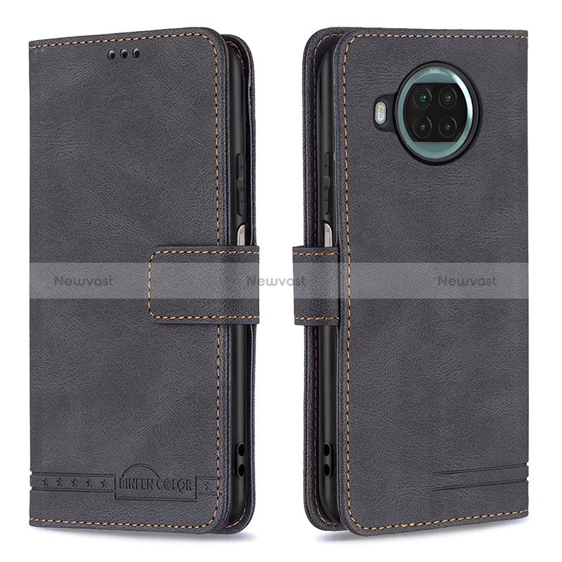 Leather Case Stands Flip Cover Holder B05F for Xiaomi Mi 10i 5G Black