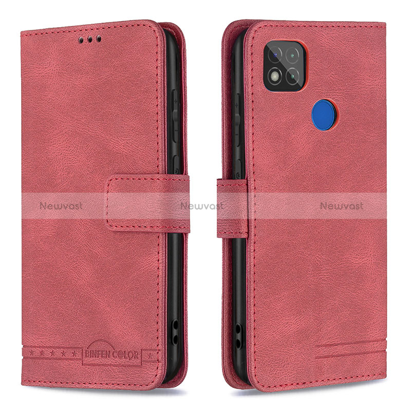 Leather Case Stands Flip Cover Holder B05F for Xiaomi POCO C31 Red