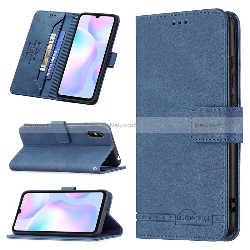 Leather Case Stands Flip Cover Holder B05F for Xiaomi Redmi 9A