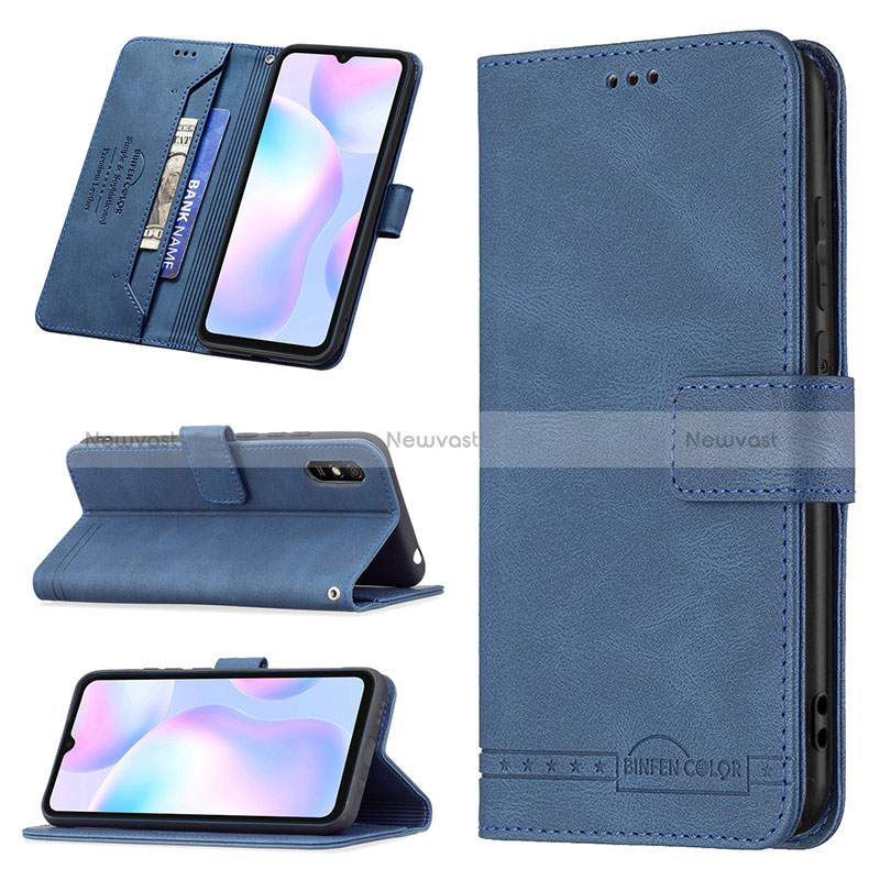 Leather Case Stands Flip Cover Holder B05F for Xiaomi Redmi 9i