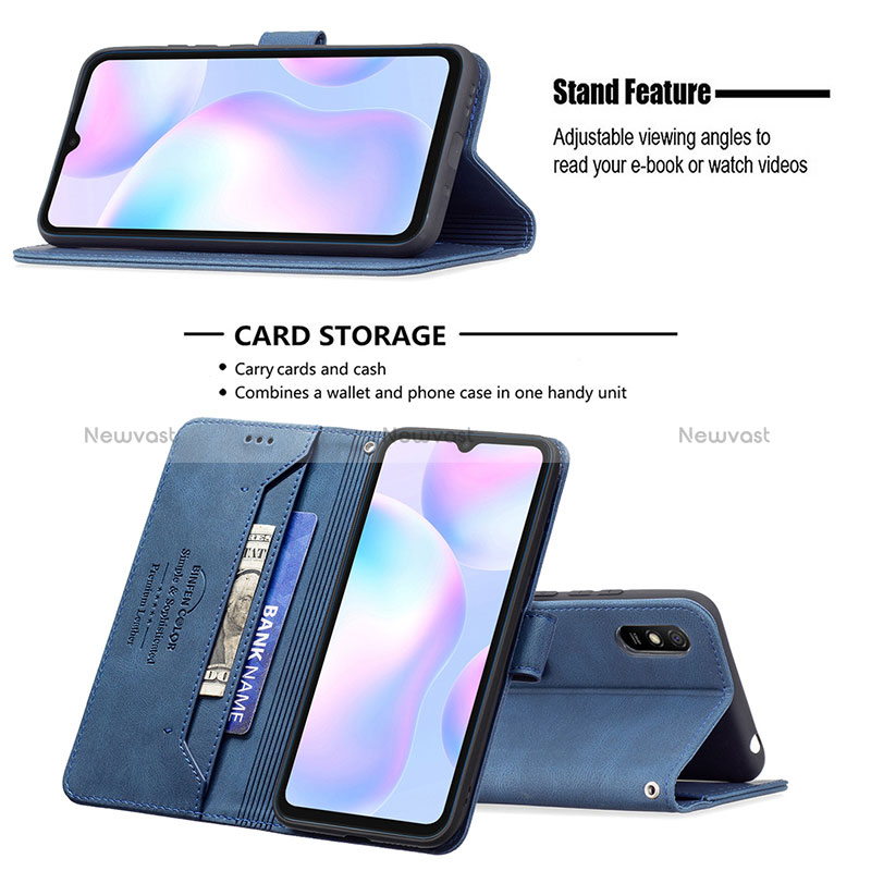 Leather Case Stands Flip Cover Holder B05F for Xiaomi Redmi 9i