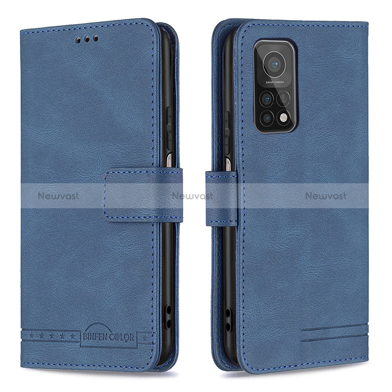 Leather Case Stands Flip Cover Holder B05F for Xiaomi Redmi K30S 5G Blue