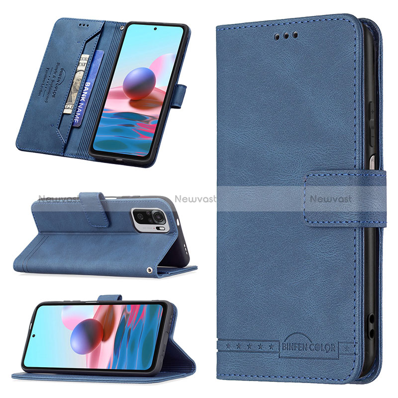 Leather Case Stands Flip Cover Holder B05F for Xiaomi Redmi Note 10 4G