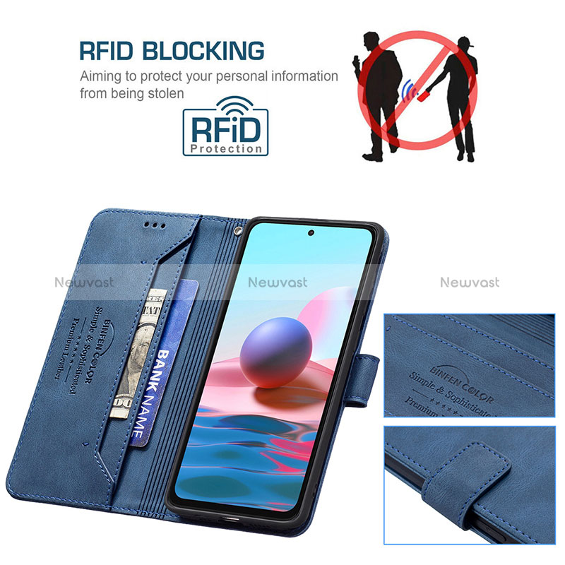 Leather Case Stands Flip Cover Holder B05F for Xiaomi Redmi Note 10 4G