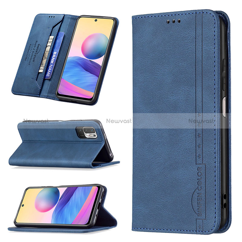 Leather Case Stands Flip Cover Holder B05F for Xiaomi Redmi Note 10 5G