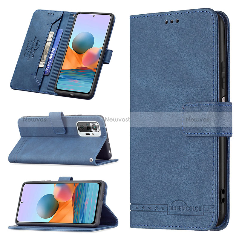 Leather Case Stands Flip Cover Holder B05F for Xiaomi Redmi Note 10 Pro 4G