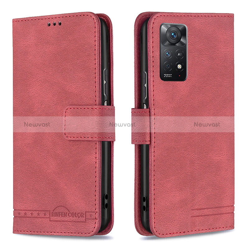 Leather Case Stands Flip Cover Holder B05F for Xiaomi Redmi Note 11 Pro 4G