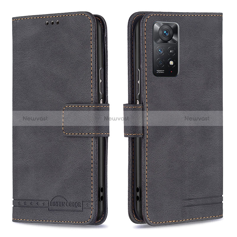 Leather Case Stands Flip Cover Holder B05F for Xiaomi Redmi Note 11 Pro 4G