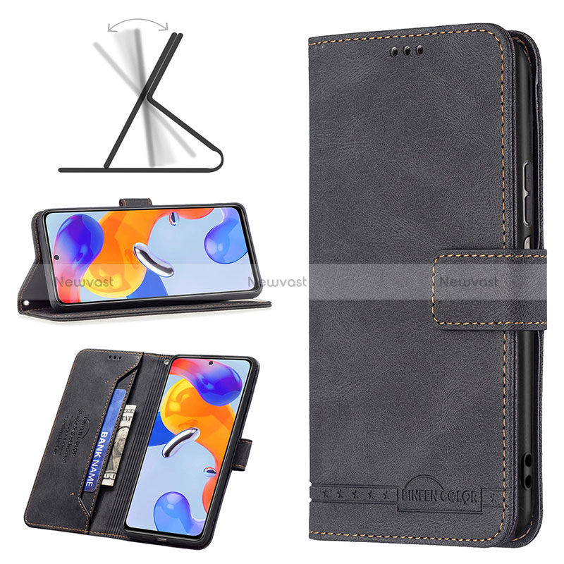 Leather Case Stands Flip Cover Holder B05F for Xiaomi Redmi Note 11 Pro 4G