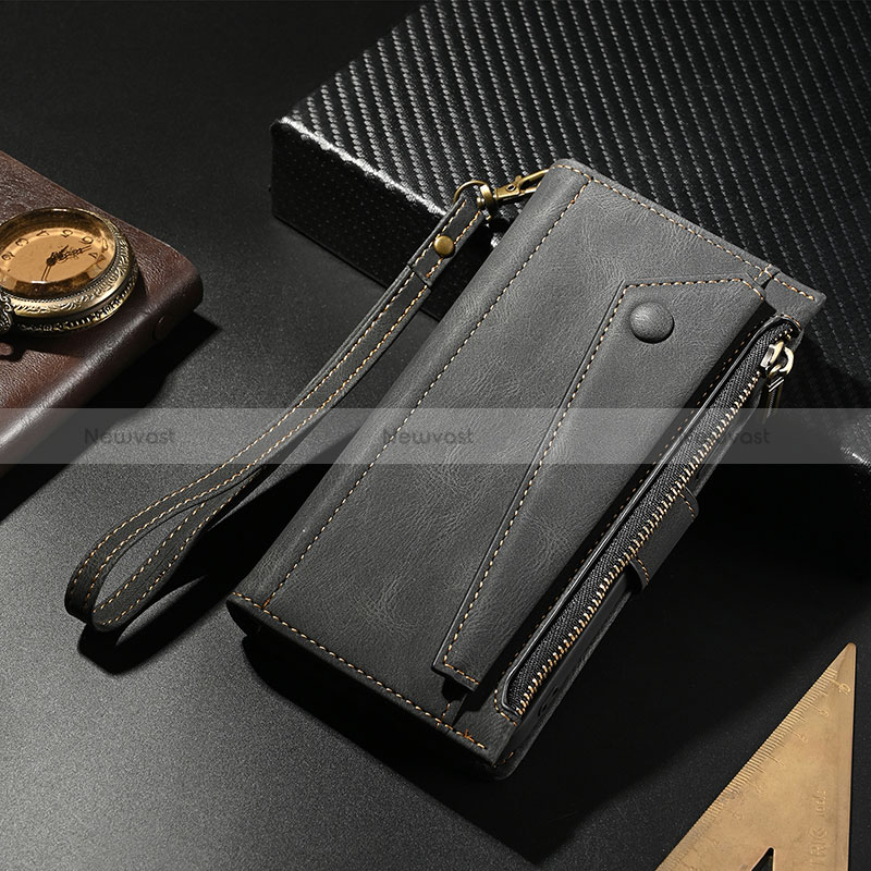 Leather Case Stands Flip Cover Holder B05S for Google Pixel 6 Pro 5G Black