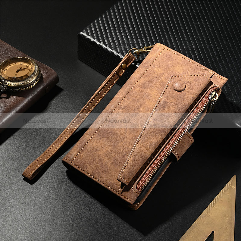 Leather Case Stands Flip Cover Holder B05S for Google Pixel 7 Pro 5G Brown