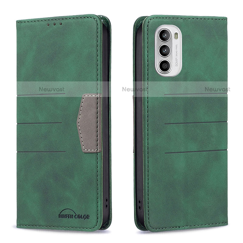 Leather Case Stands Flip Cover Holder B06F for Motorola Moto Edge (2022) 5G Green