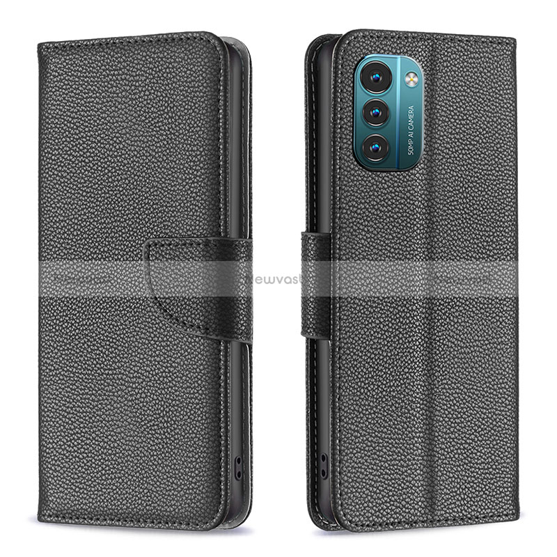 Leather Case Stands Flip Cover Holder B06F for Nokia G11 Black