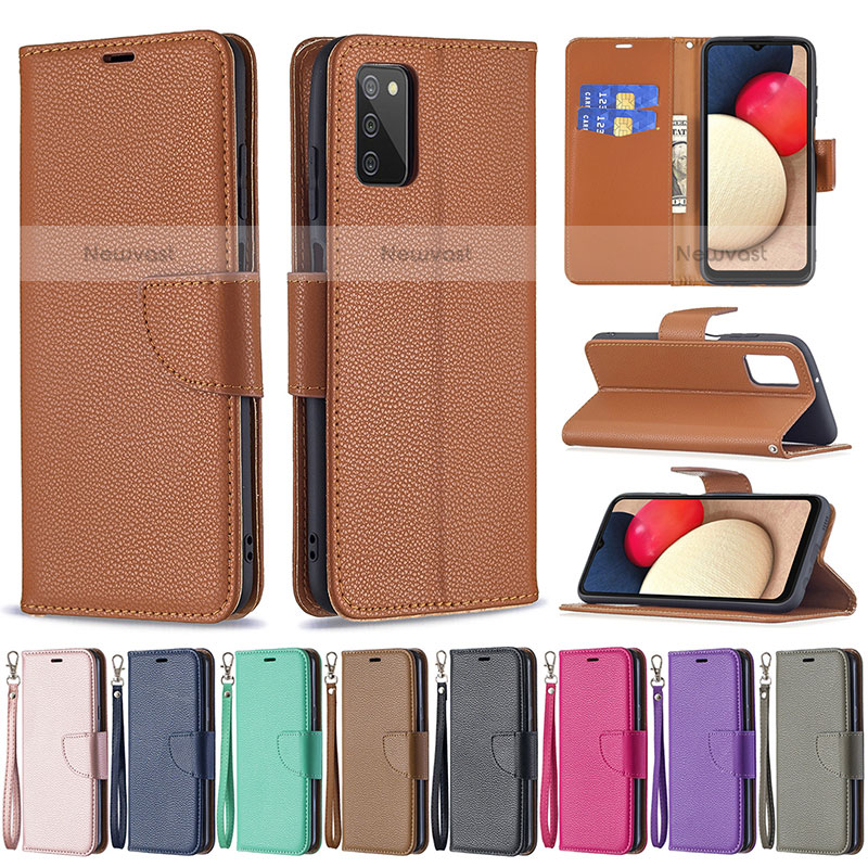 Leather Case Stands Flip Cover Holder B06F for Samsung Galaxy A02s