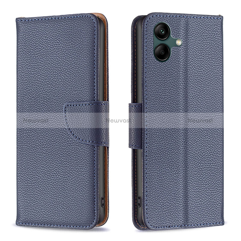 Leather Case Stands Flip Cover Holder B06F for Samsung Galaxy A05 Blue