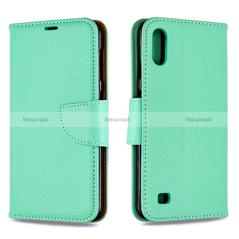 Leather Case Stands Flip Cover Holder B06F for Samsung Galaxy A10 Green