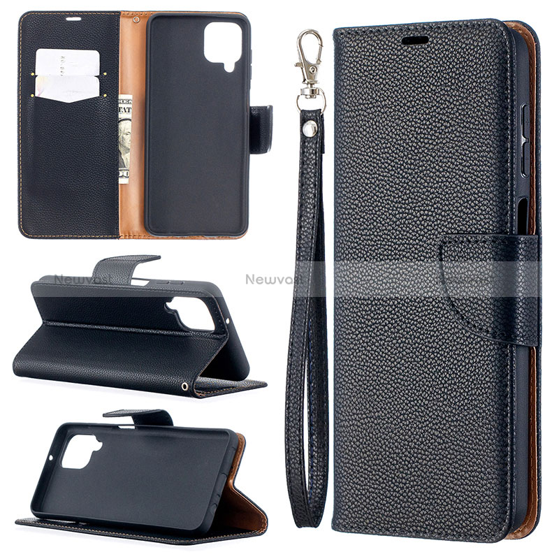 Leather Case Stands Flip Cover Holder B06F for Samsung Galaxy A12 Nacho