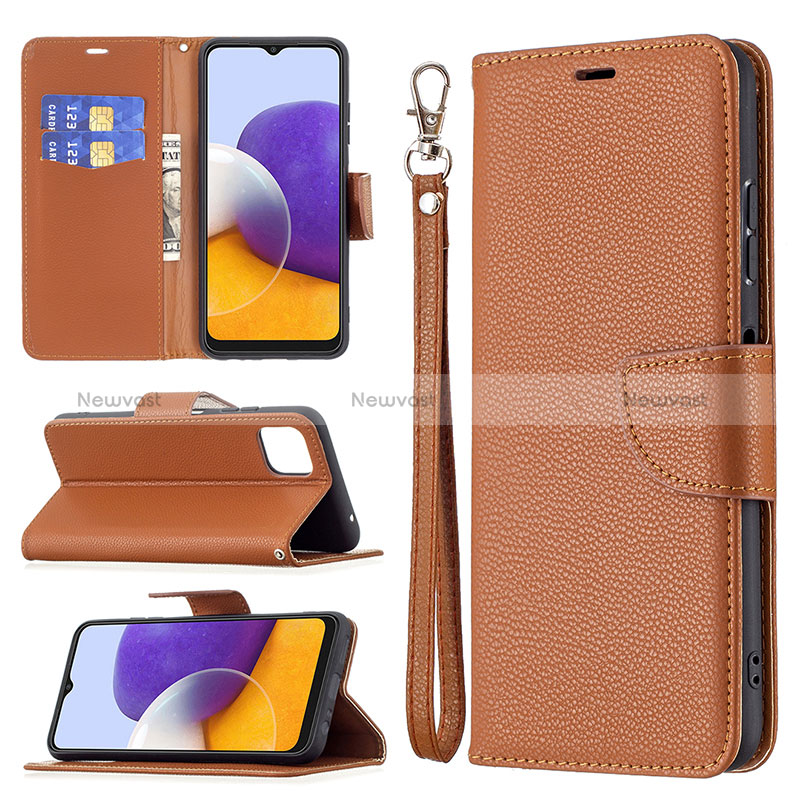 Leather Case Stands Flip Cover Holder B06F for Samsung Galaxy A22 5G