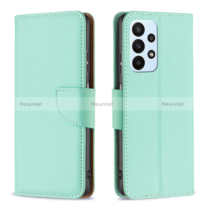 Leather Case Stands Flip Cover Holder B06F for Samsung Galaxy A23 4G Green