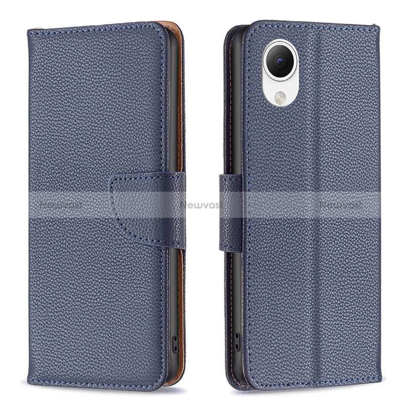 Leather Case Stands Flip Cover Holder B06F for Samsung Galaxy A23s Blue