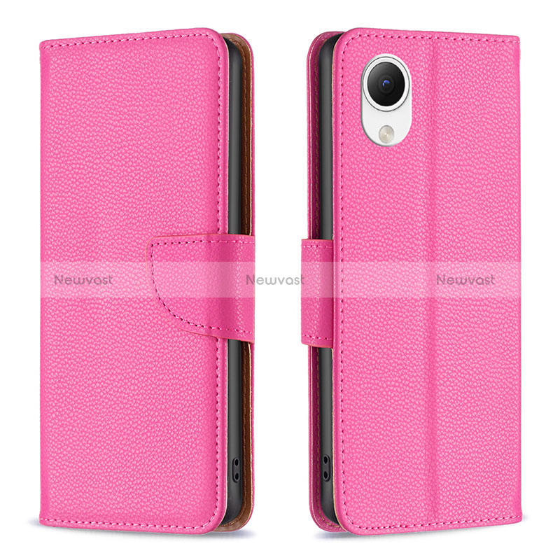 Leather Case Stands Flip Cover Holder B06F for Samsung Galaxy A23s Hot Pink