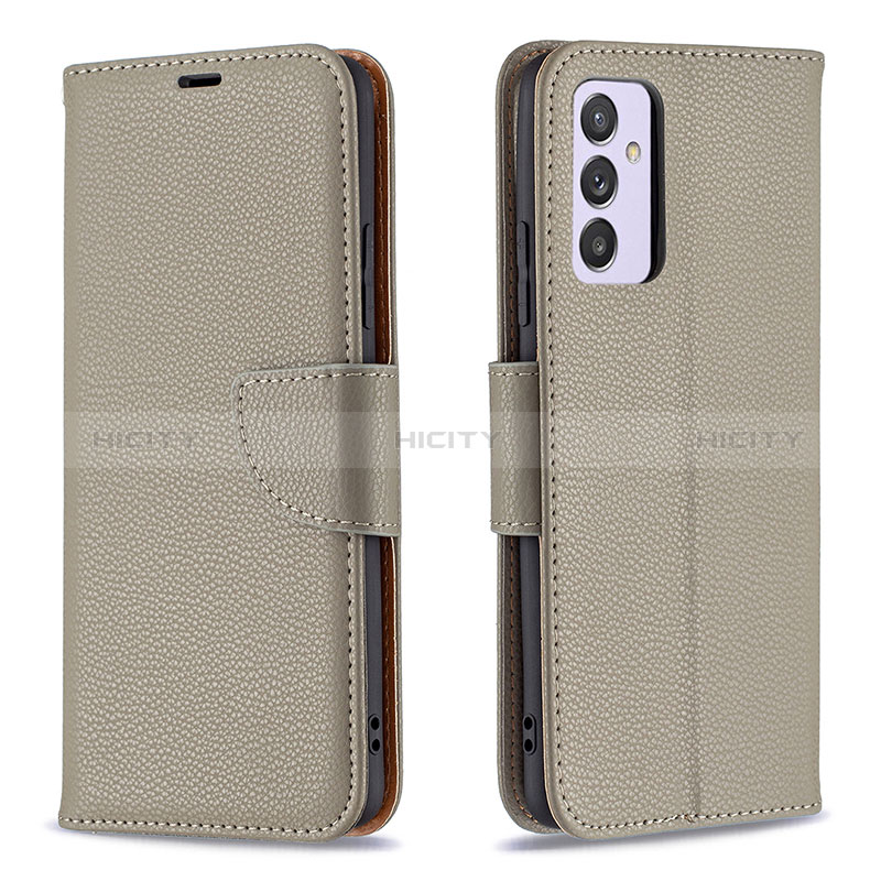 Leather Case Stands Flip Cover Holder B06F for Samsung Galaxy A24 4G Gray