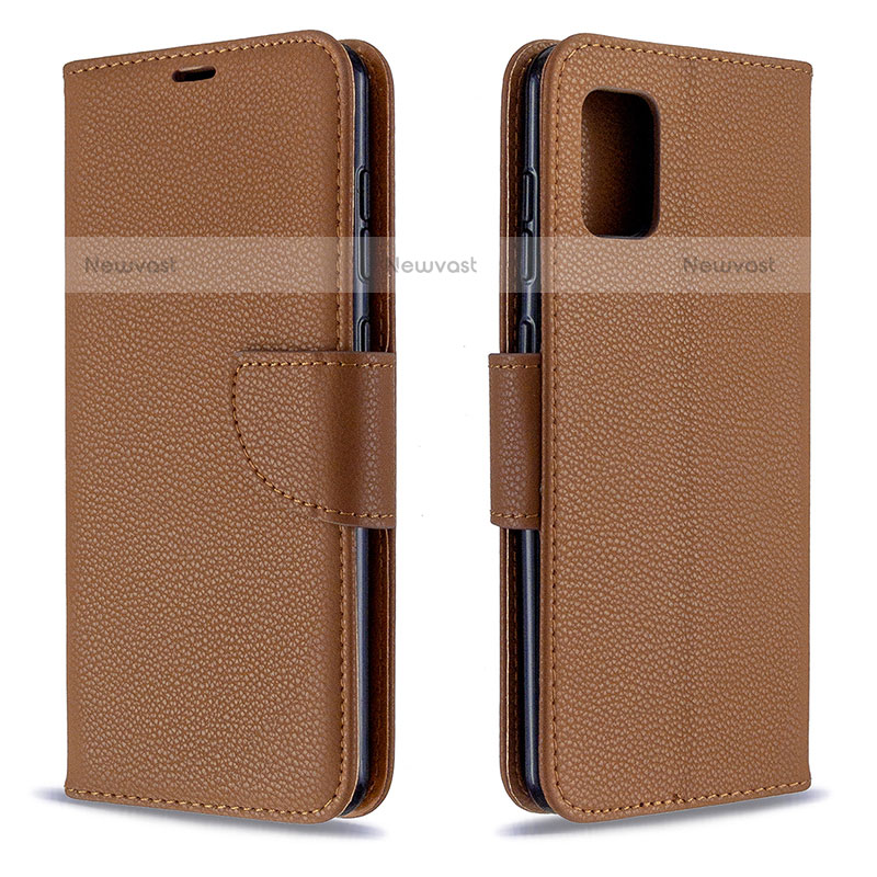 Leather Case Stands Flip Cover Holder B06F for Samsung Galaxy A31 Brown