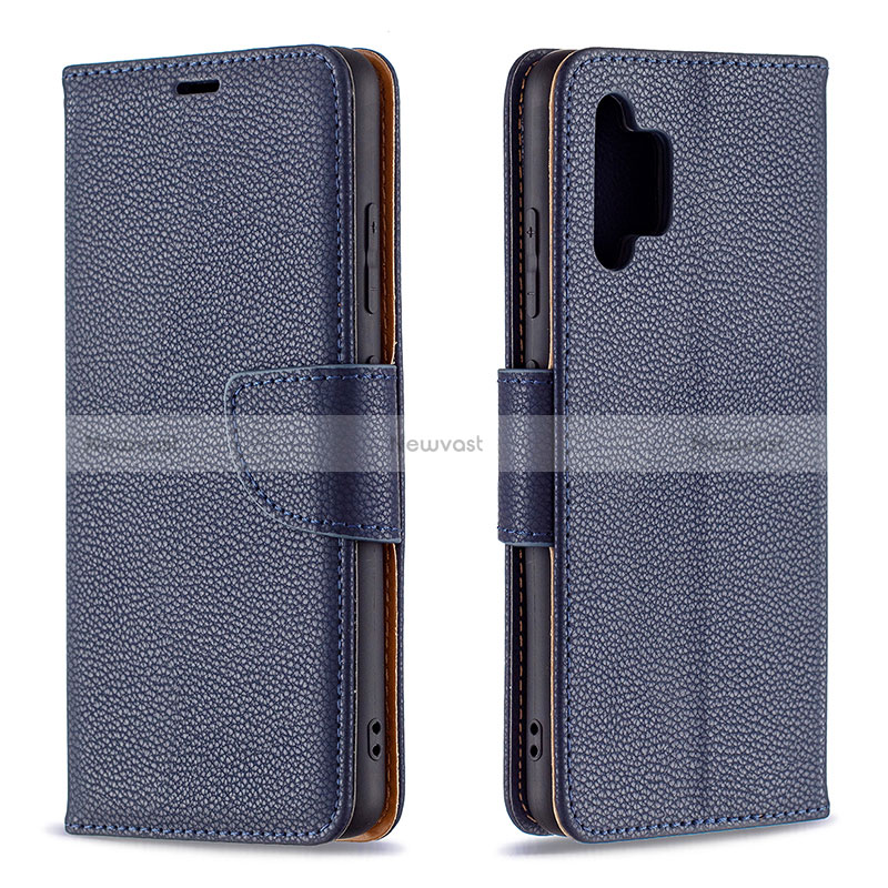 Leather Case Stands Flip Cover Holder B06F for Samsung Galaxy A32 4G Blue