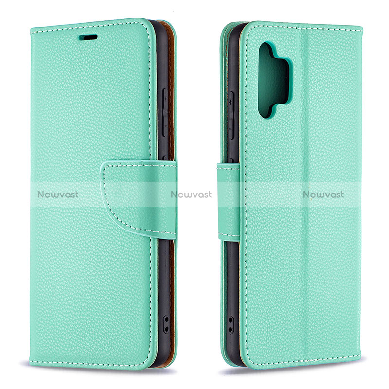 Leather Case Stands Flip Cover Holder B06F for Samsung Galaxy A32 4G Green