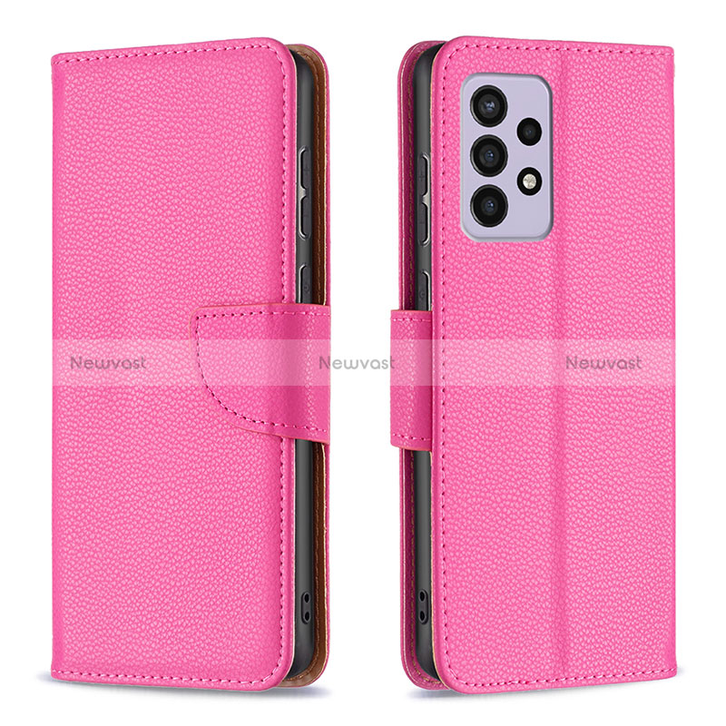 Leather Case Stands Flip Cover Holder B06F for Samsung Galaxy A33 5G Hot Pink