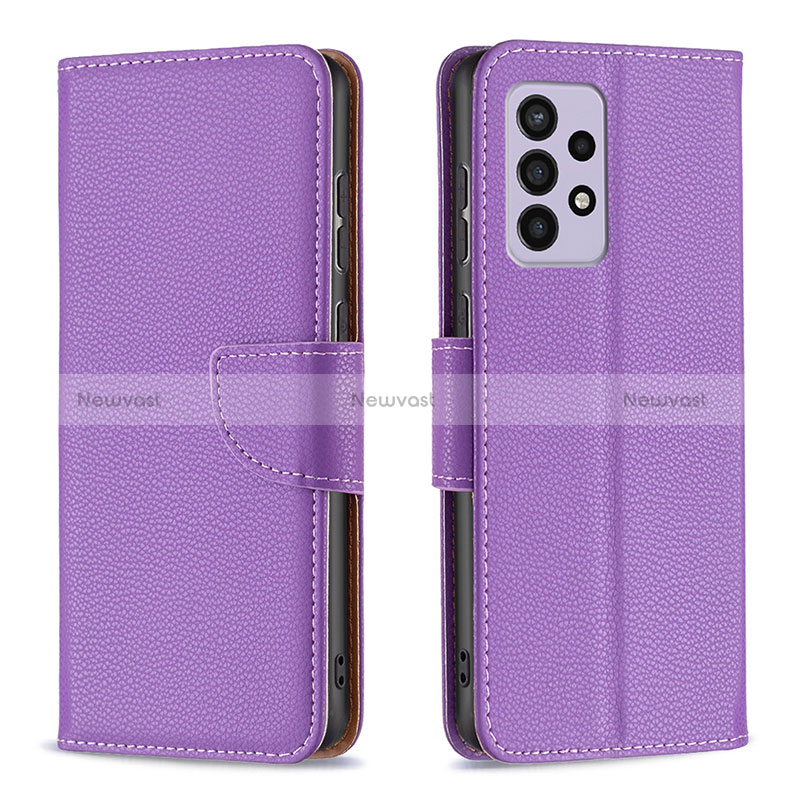 Leather Case Stands Flip Cover Holder B06F for Samsung Galaxy A33 5G Purple