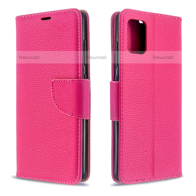 Leather Case Stands Flip Cover Holder B06F for Samsung Galaxy A51 4G Hot Pink