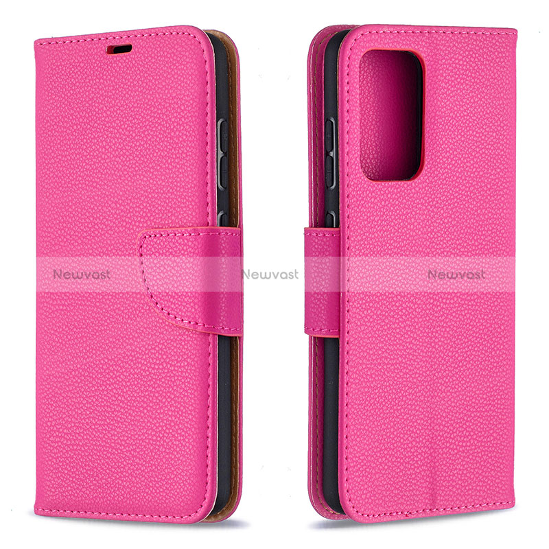 Leather Case Stands Flip Cover Holder B06F for Samsung Galaxy A52 5G Hot Pink