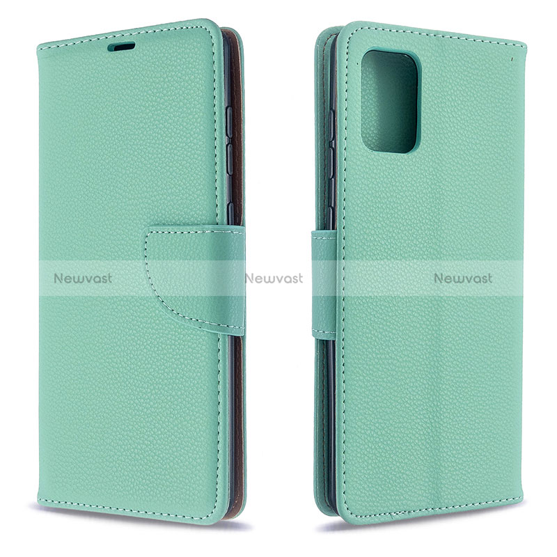 Leather Case Stands Flip Cover Holder B06F for Samsung Galaxy A71 5G Green