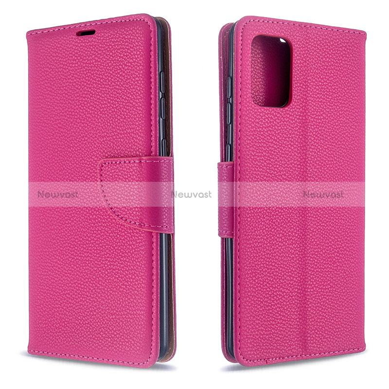 Leather Case Stands Flip Cover Holder B06F for Samsung Galaxy A71 5G Hot Pink