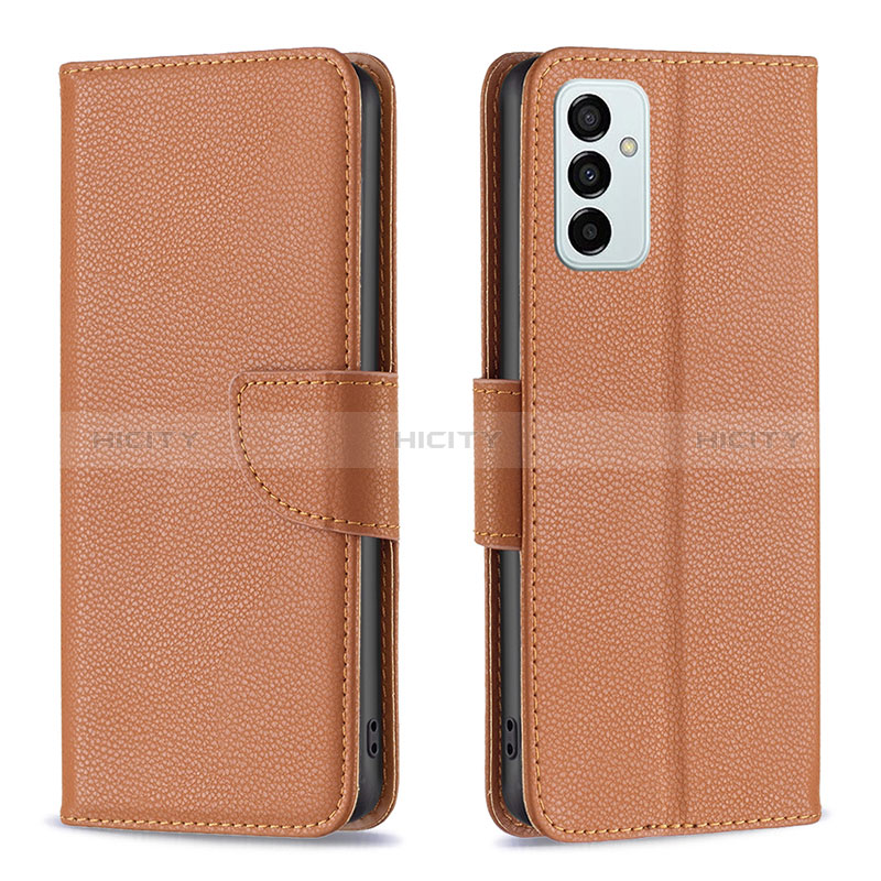 Leather Case Stands Flip Cover Holder B06F for Samsung Galaxy F23 5G Brown