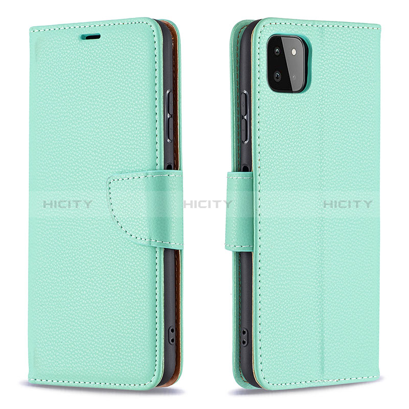 Leather Case Stands Flip Cover Holder B06F for Samsung Galaxy F42 5G Green