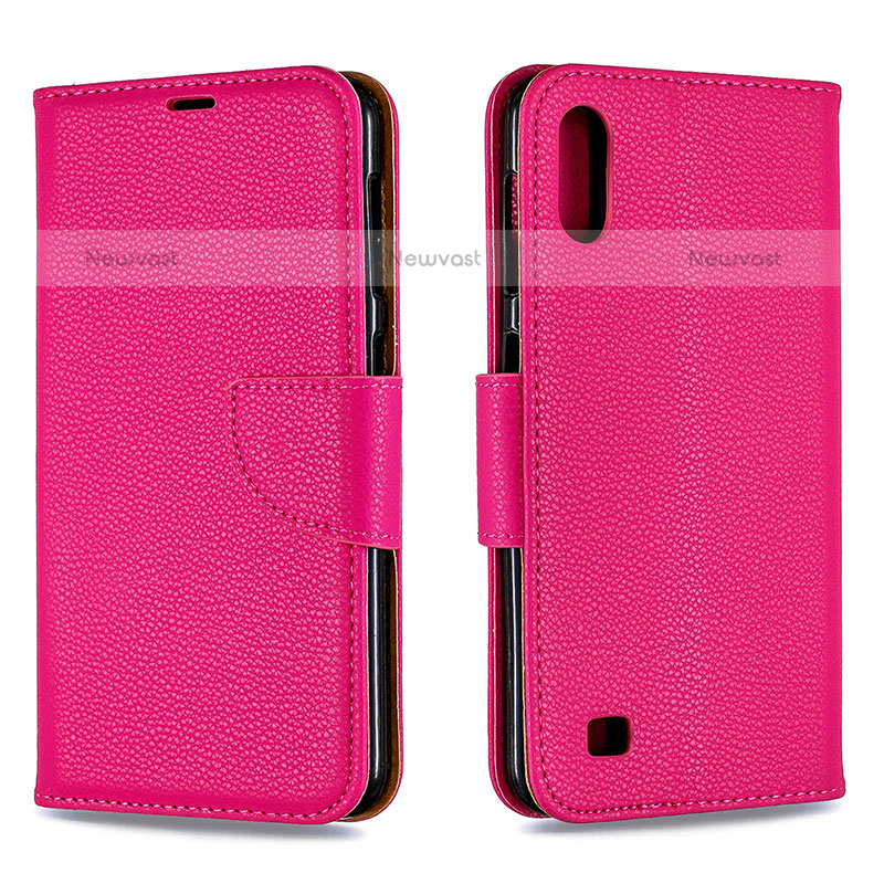 Leather Case Stands Flip Cover Holder B06F for Samsung Galaxy M10 Hot Pink