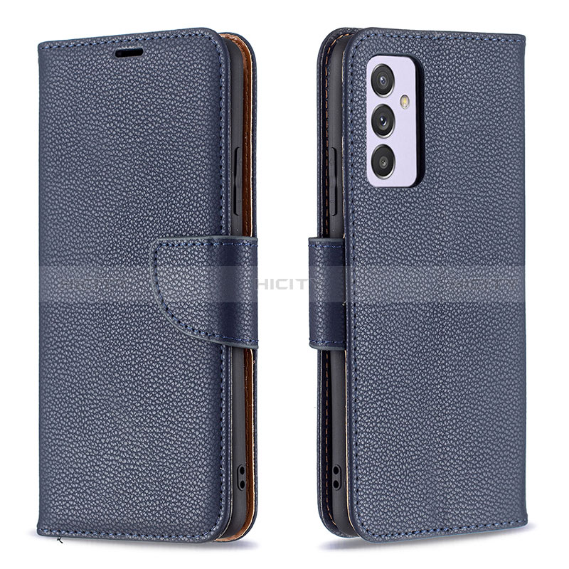 Leather Case Stands Flip Cover Holder B06F for Samsung Galaxy M14 5G Blue