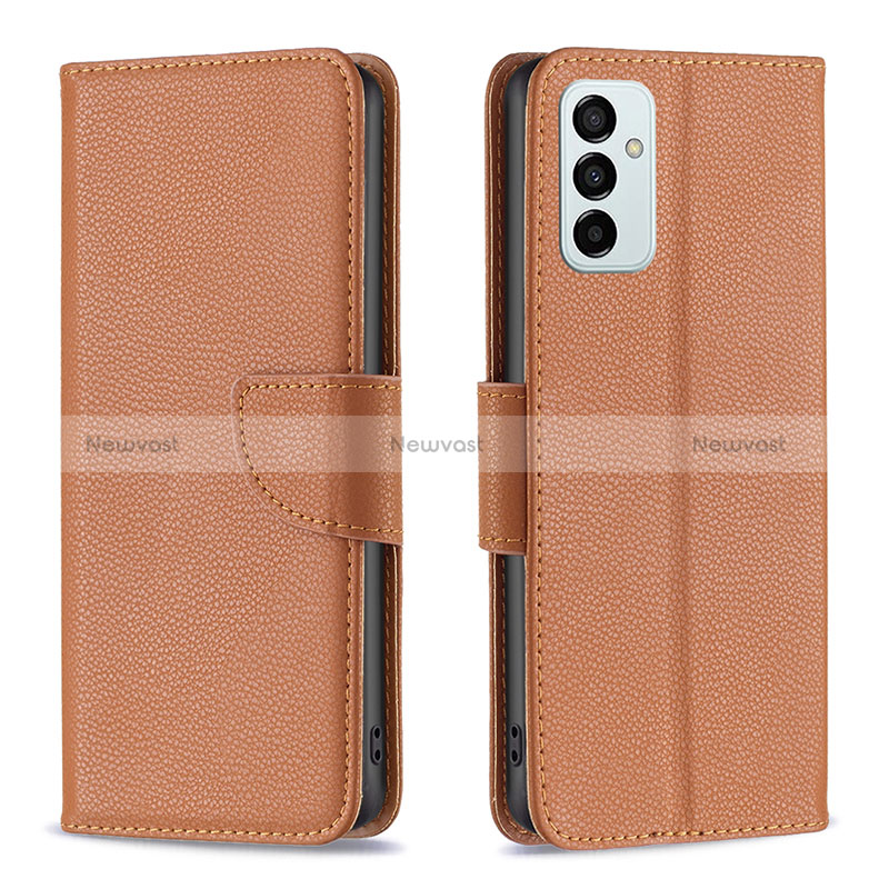 Leather Case Stands Flip Cover Holder B06F for Samsung Galaxy M23 5G Brown