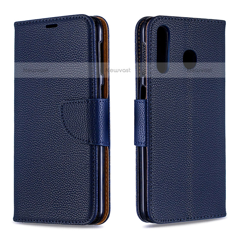 Leather Case Stands Flip Cover Holder B06F for Samsung Galaxy M30 Blue