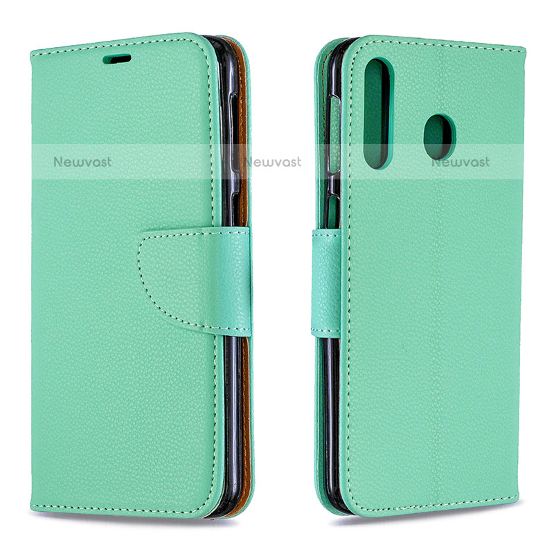 Leather Case Stands Flip Cover Holder B06F for Samsung Galaxy M30 Green