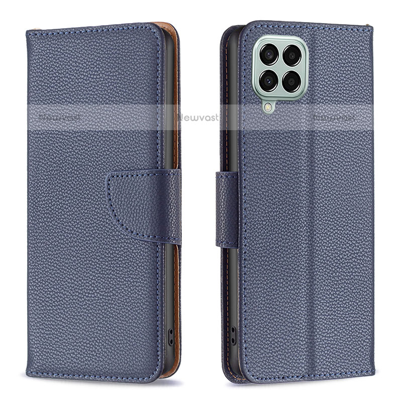 Leather Case Stands Flip Cover Holder B06F for Samsung Galaxy M33 5G Blue