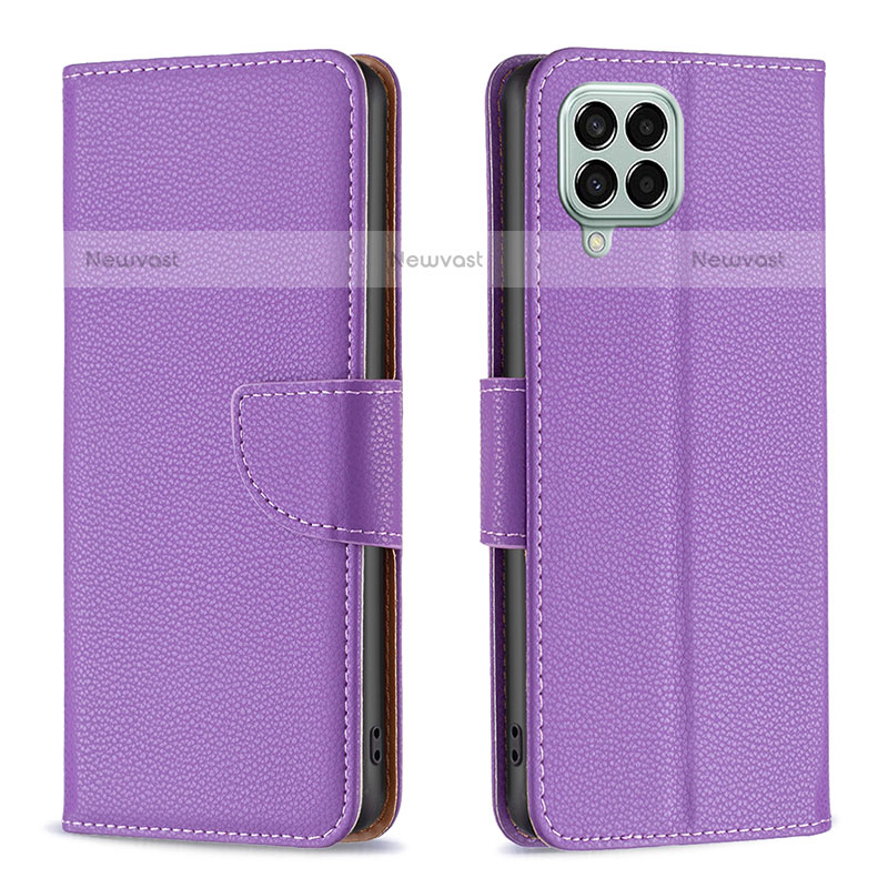 Leather Case Stands Flip Cover Holder B06F for Samsung Galaxy M33 5G Purple