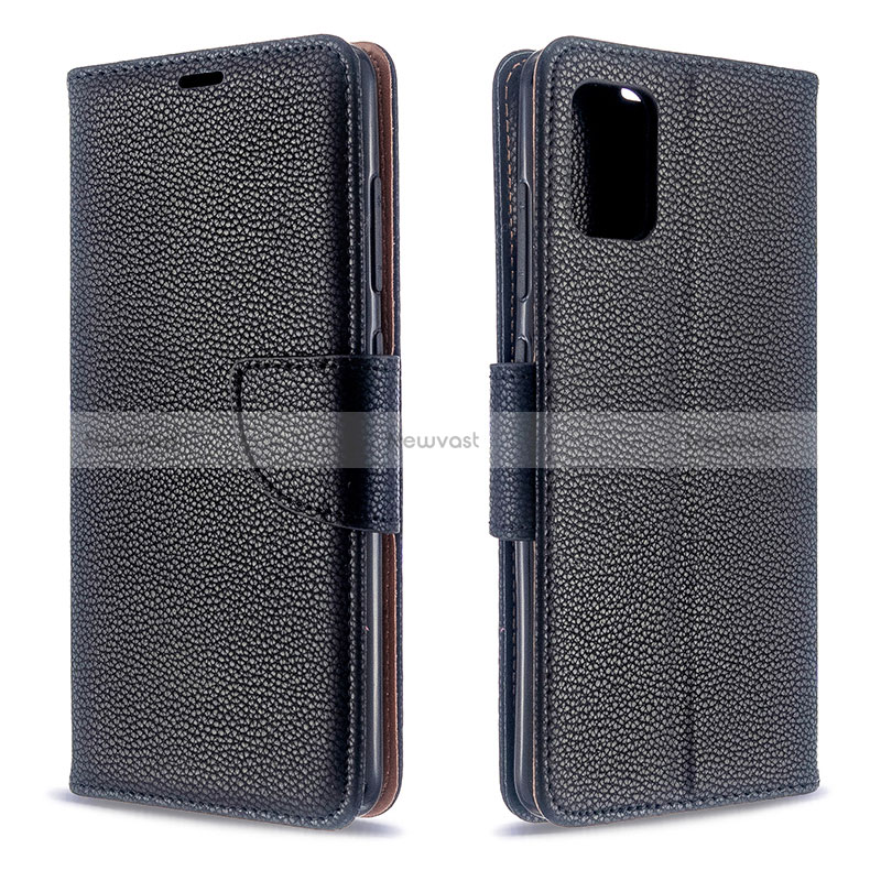 Leather Case Stands Flip Cover Holder B06F for Samsung Galaxy M40S Black