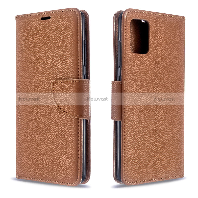 Leather Case Stands Flip Cover Holder B06F for Samsung Galaxy M40S Brown